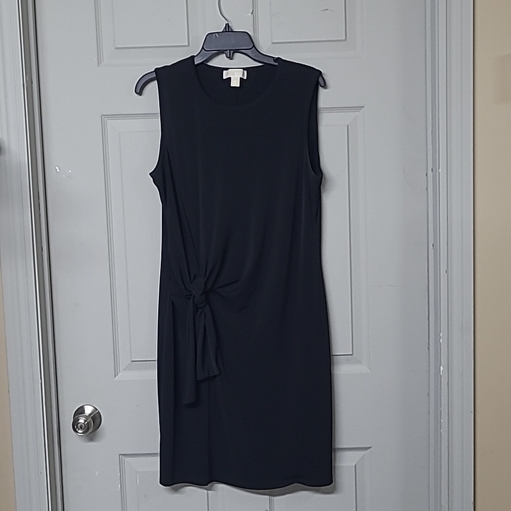 MICHAEL Michael Kors Black Dress Stretch Jersey Tie-Front Bodycon XL Like New